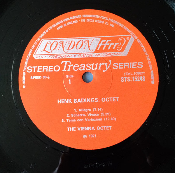 Henk Badings, Egon Wellesz / Wiener Oktett : Octet / Octet, Op. 67 (LP, Album, RE)