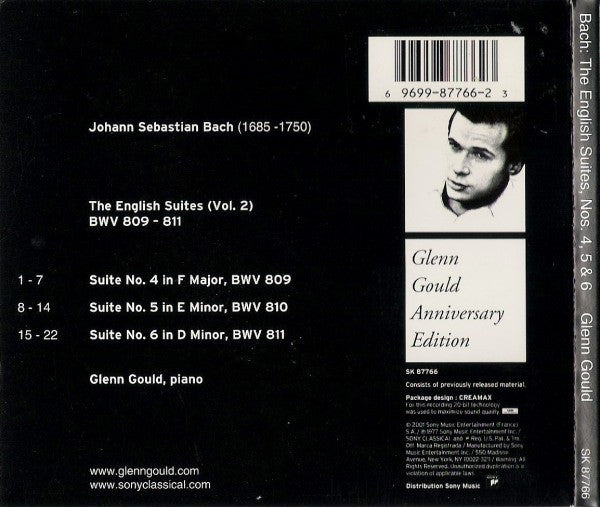 Johann Sebastian Bach, Glenn Gould : English Suites, Volume 2,  No.4 In F Major, No.5 In E Minor, No.6 In D Minor (CD, RE, Dig)