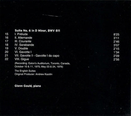 Johann Sebastian Bach, Glenn Gould : English Suites, Volume 2,  No.4 In F Major, No.5 In E Minor, No.6 In D Minor (CD, RE, Dig)