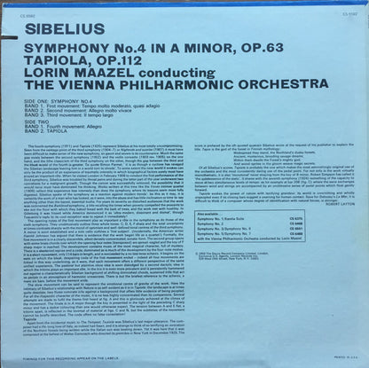 Lorin Maazel, Jean Sibelius, Wiener Philharmoniker : Symphony No.4 / Tapiola (LP)