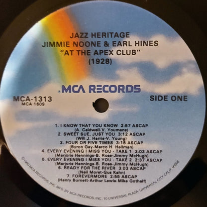 Jimmie Noone, Earl Hines : 1 - "At The Apex Club" 1928 (LP, Comp, RE)