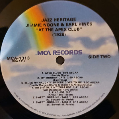 Jimmie Noone, Earl Hines : 1 - "At The Apex Club" 1928 (LP, Comp, RE)