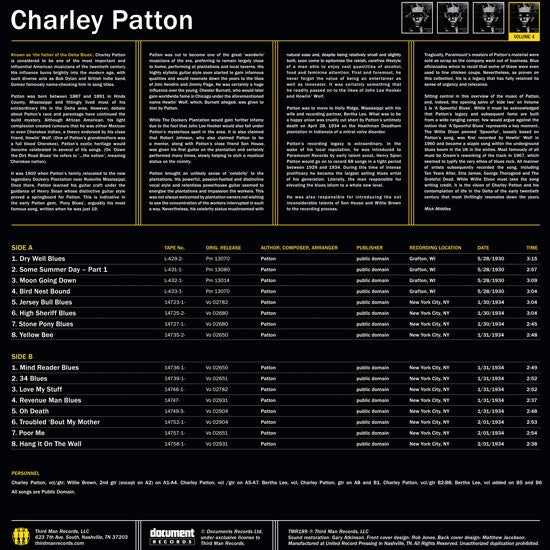 Charley Patton : Complete Recorded Works In Chronological Order Volume 4 (LP, Comp, Ltd, Yel)