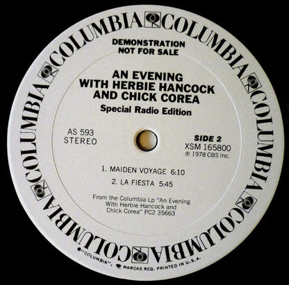 Herbie Hancock & Chick Corea : An Evening With Herbie Hancock & Chick Corea- Special Radio Edition (12", EP, Promo)
