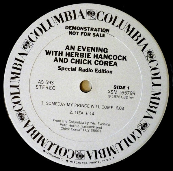 Herbie Hancock & Chick Corea : An Evening With Herbie Hancock & Chick Corea- Special Radio Edition (12", EP, Promo)