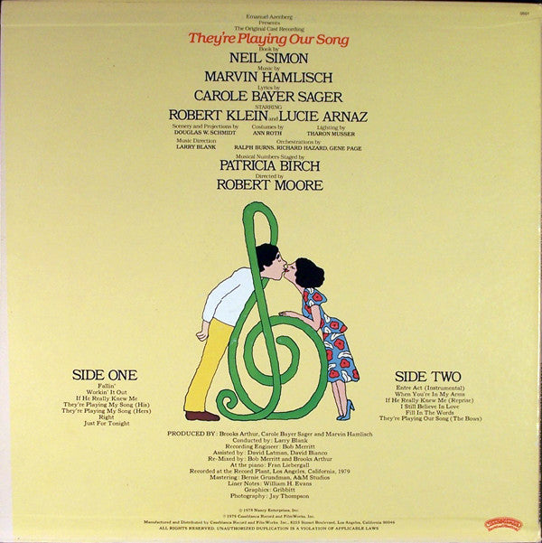 Robert Klein, Lucie Arnaz, Marvin Hamlisch, Carole Bayer Sager : The Original Cast Recording of "They're Playing Our Song" (LP, Album, 53 )