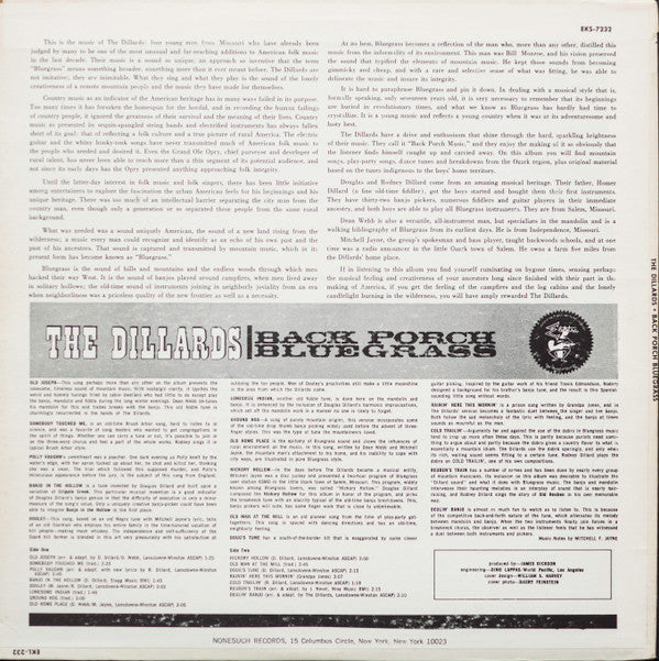 The Dillards : Back Porch Bluegrass (LP, Album, RE)