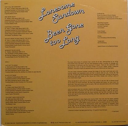 Lonesome Sundown : Been Gone Too Long (LP, Album)