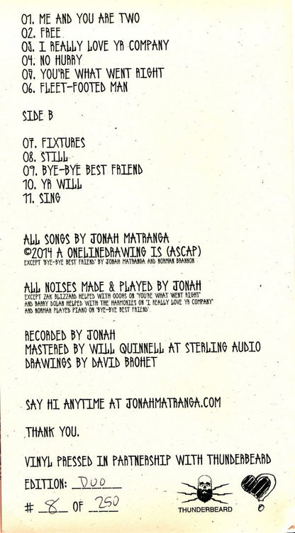 Jonah's Onelinedrawing* : Me And You Are Two (LP, Ltd, Num, Duo)