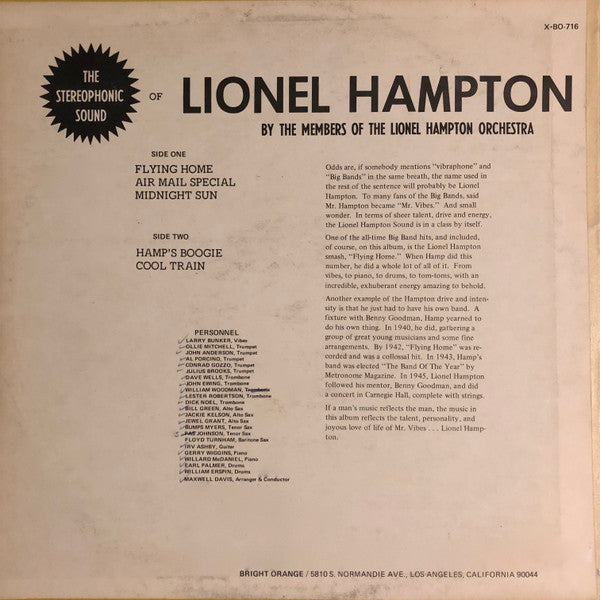 Members Of The Lionel Hampton Orchestra : The Stereophonic Sound Of Lionel Hampton By The Members Of The Lionel Hampton Orchestra (LP)