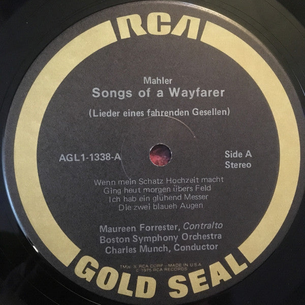 Gustav Mahler : Song Of A Wayfarer - Kindertotenlieder (LP, RE)
