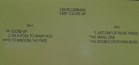 David Liebman : "Lieb": Close-Up (LP, RE)