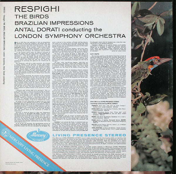 Ottorino Respighi, The London Symphony Orchestra, Antal Dorati : The Birds / Brazilian Impressions (LP)