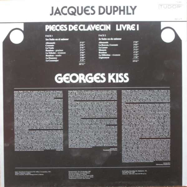 Jacques Duphly / Georges Kiss : Pièces De Clavecin Livre I (LP, Album)