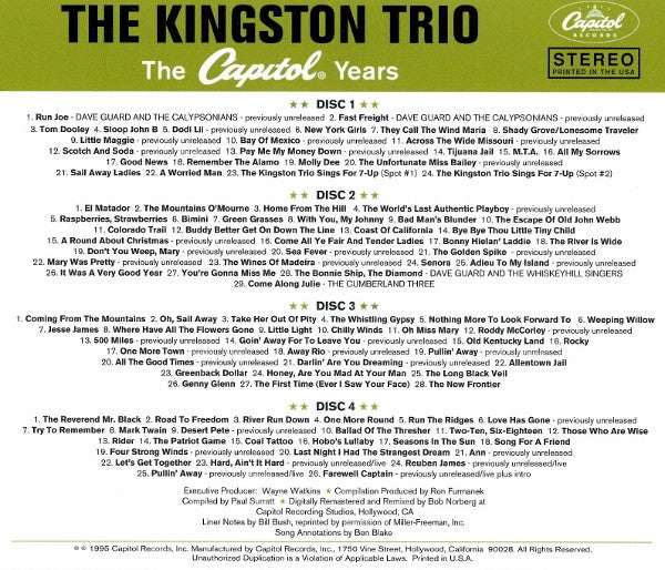 Kingston Trio : The Capitol Years (4xCD, Comp + Box)