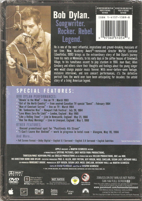 Bob Dylan, Martin Scorsese : No Direction Home: Bob Dylan (A Martin Scorsese Picture) (2xDVD-V, Copy Prot., NTSC)