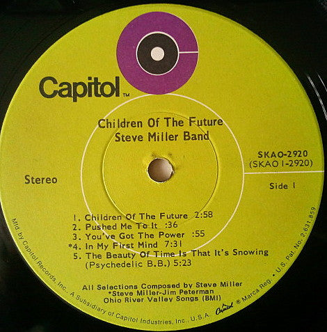 Steve Miller Band : Children Of The Future (LP, Album, RE, Gat)