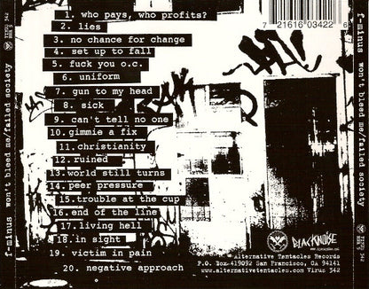 F-Minus : Won't Bleed Me / Failed Society (CD, Comp)
