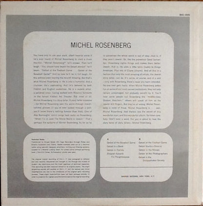 Michel Rosenberg : Getzel At The Game And Other Beloved Getzel Stories (LP)
