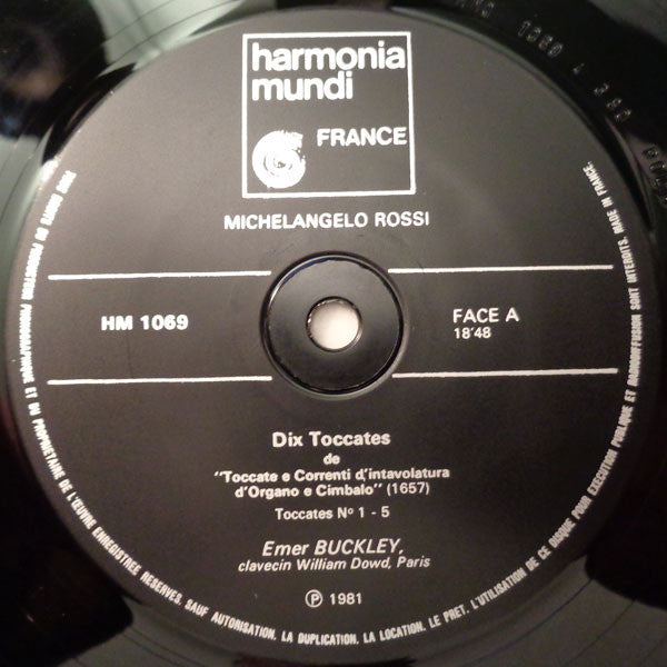 Michelangelo Rossi, Emer Buckley : Toccates (LP)