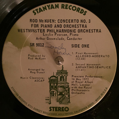 Rod McKuen : Concerto #3 For Piano And Orchestra (LP, Album)