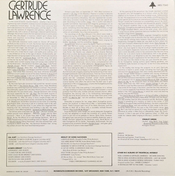 Gertrude Lawrence : Songs From "Oh Kay!" And Nymph Errant (LP, Comp)