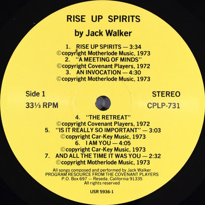 Jack Walker (5) Featuring The Catalysts (3) And The Covenant Players : Rise Up Spirits (LP)