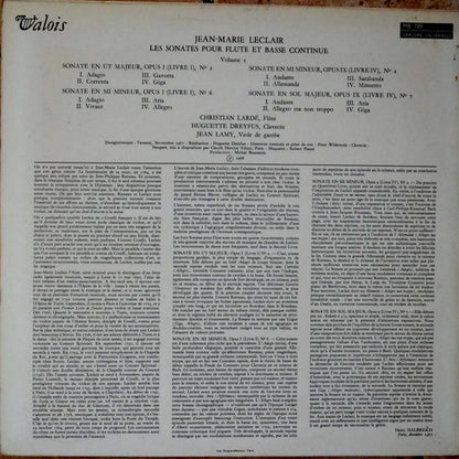 Jean-Marie Leclair : Les Sonates Pour Flutes Et Basse Continue - Volume I (LP, Album)