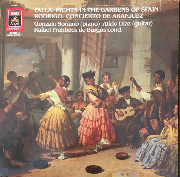 Manuel De Falla / Joaquín Rodrigo - Gonzalo Soriano • Alirio Díaz • Rafael Frühbeck De Burgos : Nights In The Gardens Of Spain / Concierto De Aranjuez (LP, Comp, RM)