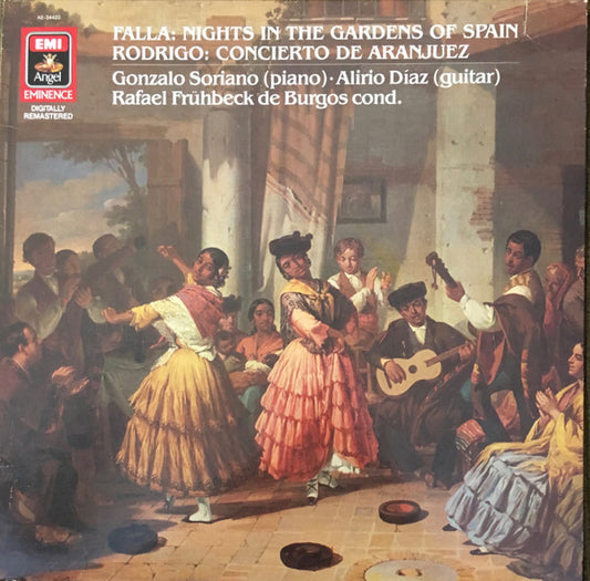 Manuel De Falla / Joaquín Rodrigo - Gonzalo Soriano • Alirio Díaz • Rafael Frühbeck De Burgos : Nights In The Gardens Of Spain / Concierto De Aranjuez (LP, Comp, RM)