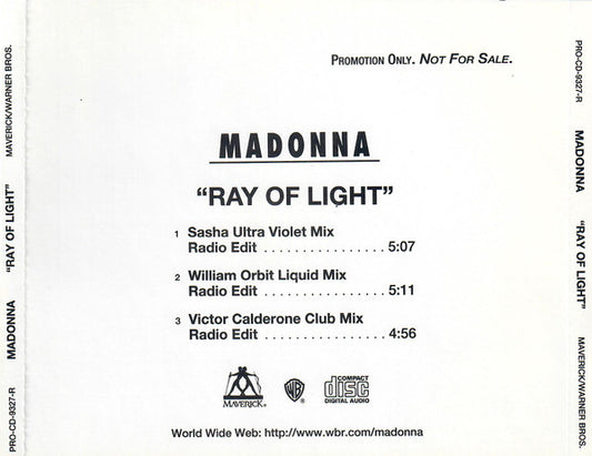 Madonna : Ray Of Light (CD, Single, Promo)
