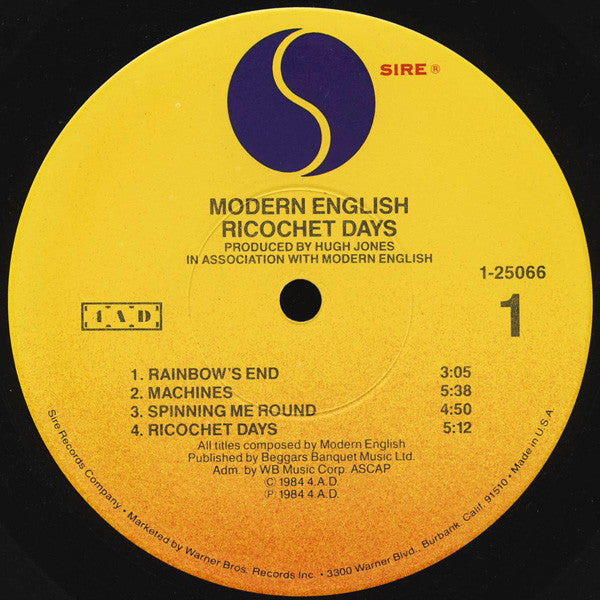 Modern English : Ricochet Days (LP, Album, All)
