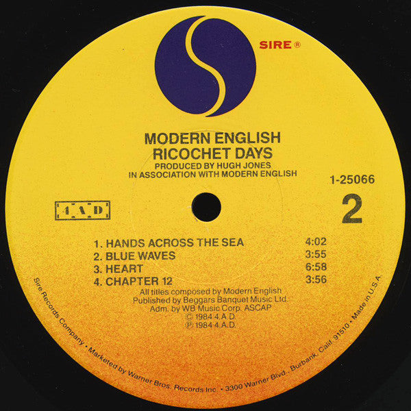Modern English : Ricochet Days (LP, Album, All)