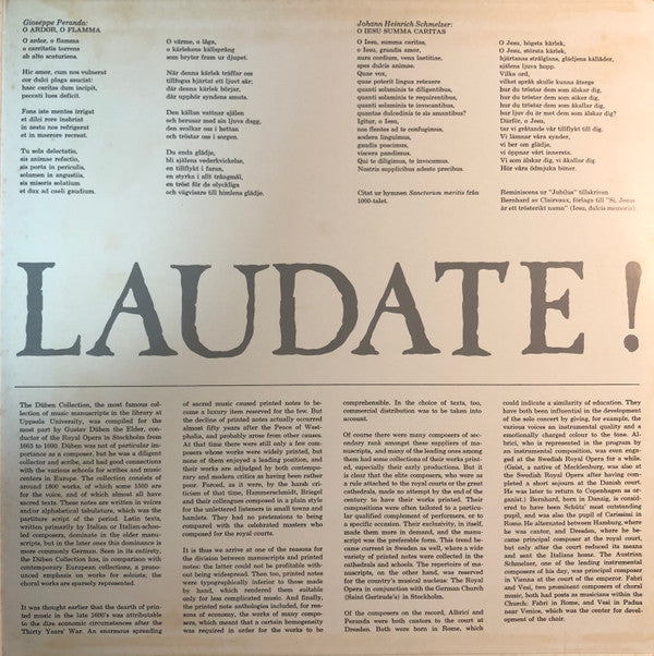 Uppsala Akademiska Kammarkör, Drottningholms Barockensemble, Anders Eby : Laudate ! - Musik Från Stormaktstiden Ur Dübensamlingen (LP, gat)