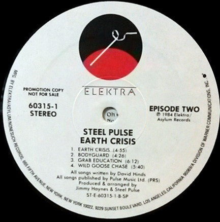 Steel Pulse : Earth Crisis (LP, Album, Promo)