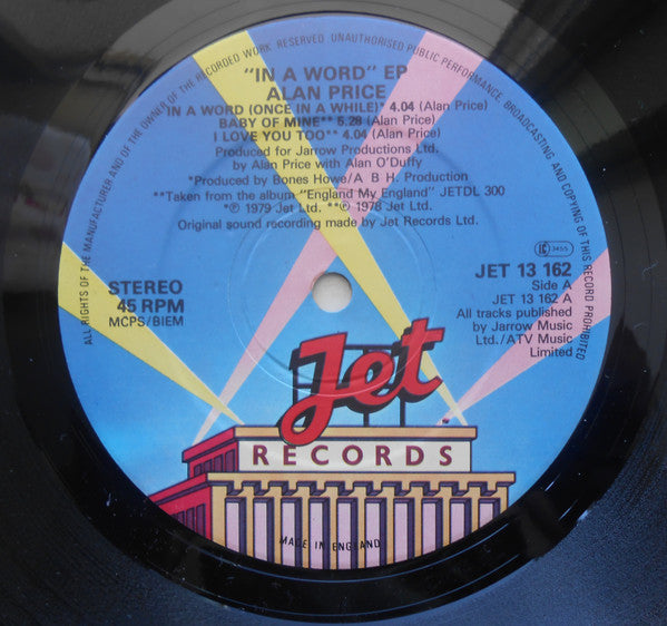 Alan Price : In a Word Six Love Songs by Alan Price (12", EP)