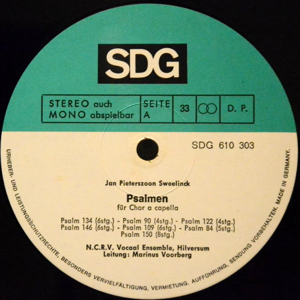 Jan Pieterszoon Sweelinck - NCRV Vocaal Ensemble, Gustav Leonhardt, Marinus Voorberg : Psalmen / Cantiones Sacrae (LP)