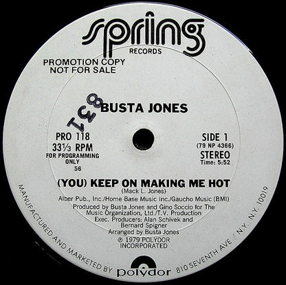Busta Jones : (You) Keep On Making Me Hot (12", Promo)