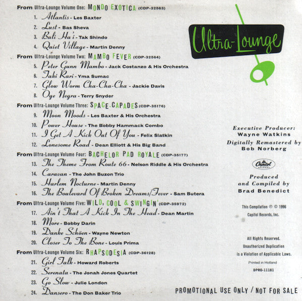 Various : Welcome To The Ultra Lounge (CD, Promo, Smplr)