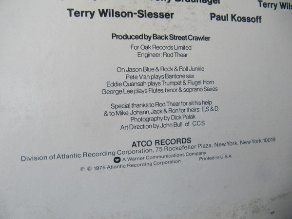 Back Street Crawler : The Band Plays On (LP, Album,  MO)