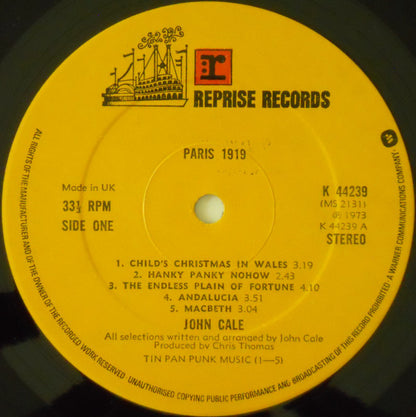 John Cale : Paris 1919 (LP, Album, RP)