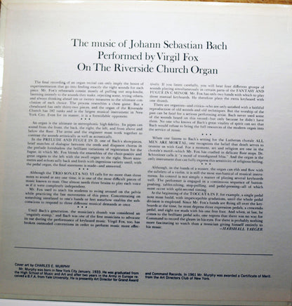 Virgil Fox, Johann Sebastian Bach : Virgil Fox At the Organ Plays...Johann Sebastian Bach (LP, Album, RE, 35 )