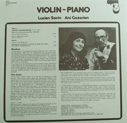 Lucien Savin, Ani Gazarian : Violin - Piano (LP, Album)