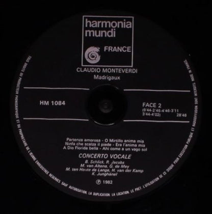 Claudio Monteverdi - Concerto Vocale, René Jacobs : Addio Florida Bella (LP)