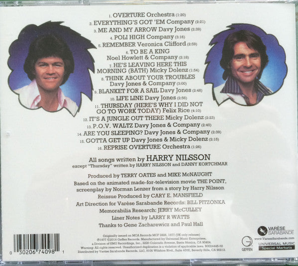 Micky Dolenz And Davy Jones : Harry Nilsson's The Point (CD, Album, RE)