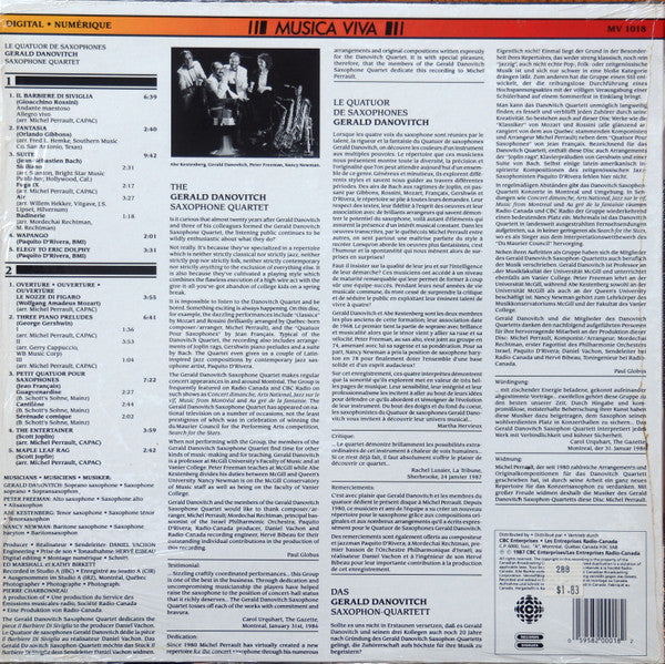 The Gerald Danovitch Saxophone Quartet : Gerald Danovitch Saxophone Quartet (LP, Album)