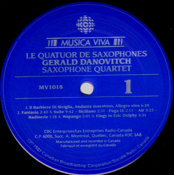 The Gerald Danovitch Saxophone Quartet : Gerald Danovitch Saxophone Quartet (LP, Album)