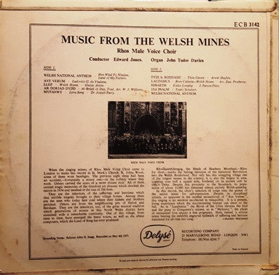 The Rhos Male Voice Choir : Music From The Welsh Mines (LP, Album)