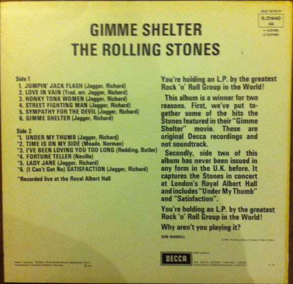 The Rolling Stones : Gimme Shelter (LP, Comp, RE, Lam)