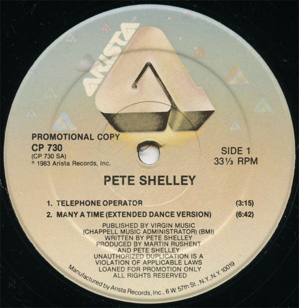 Pete Shelley : Telephone Operator (12", Promo, HRM)